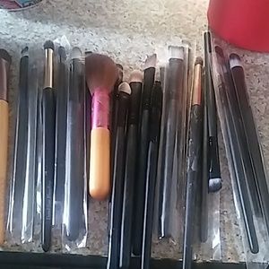 Huge lot of different makeup brushes